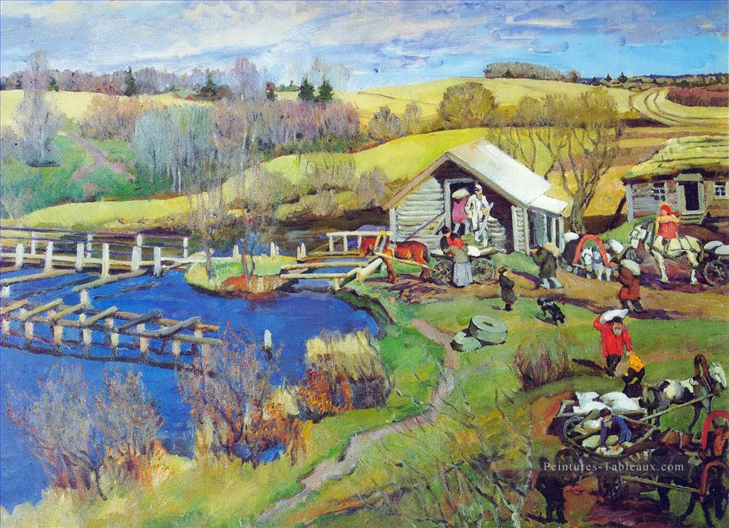 le moulin octobre ligachevo 1913 Konstantin Yuon Peintures à l'huile